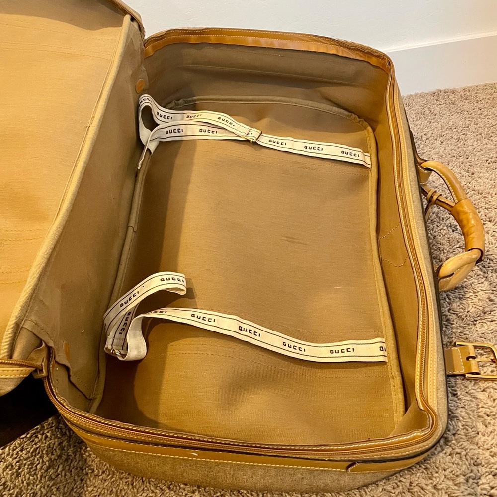 Gucci Vintage Fabric & Leather Suitcase Luggage - Picture 8 of 10